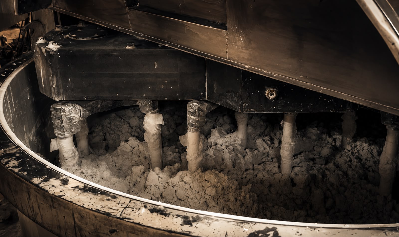Engineered quartz blended in an industrial mixer at the SUNEX factory in Jaipur