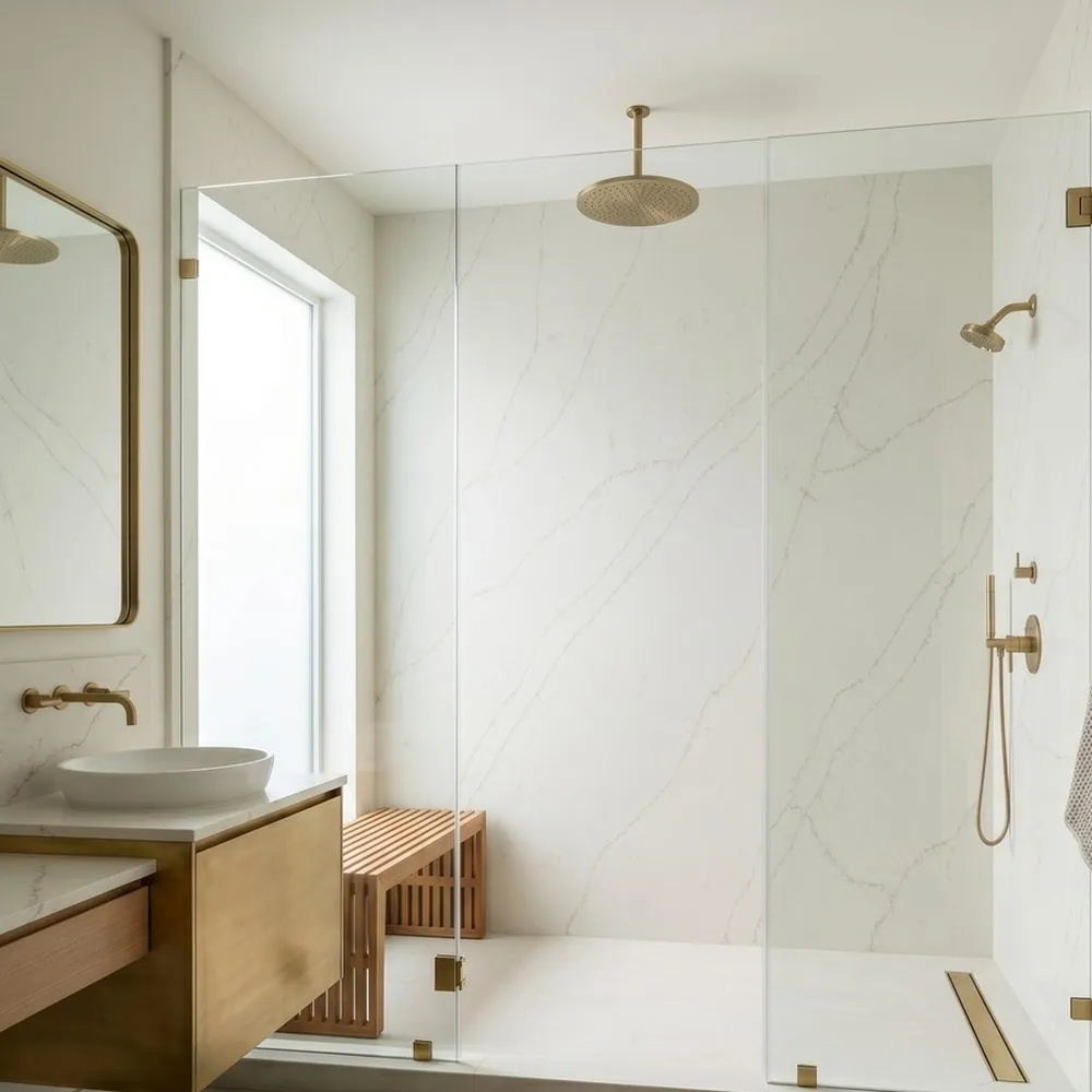 Calacatta Azure, Shower feature wall