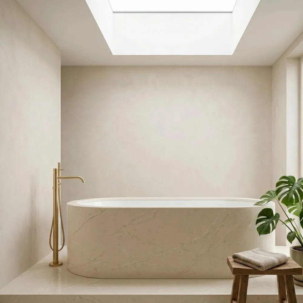 SUNEX quartz bath surround in a serene bathroom